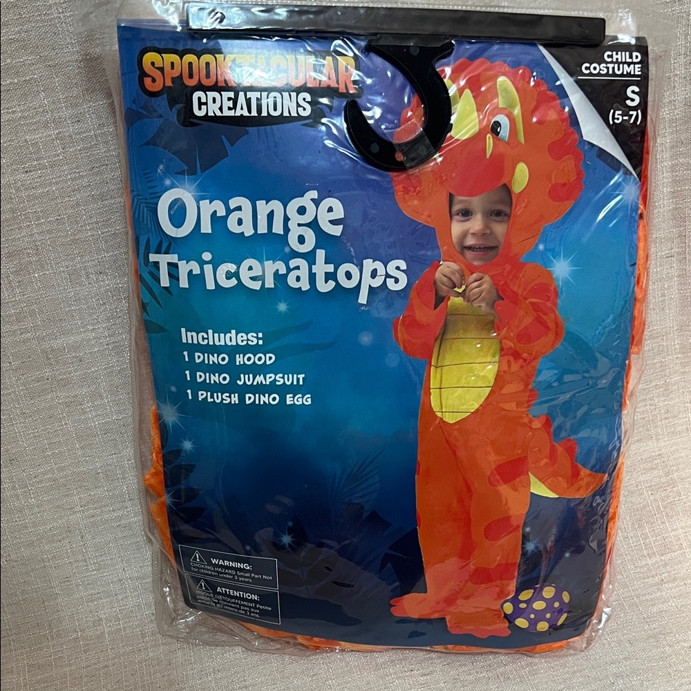 Orange Triceratops Child Costume Kids size small